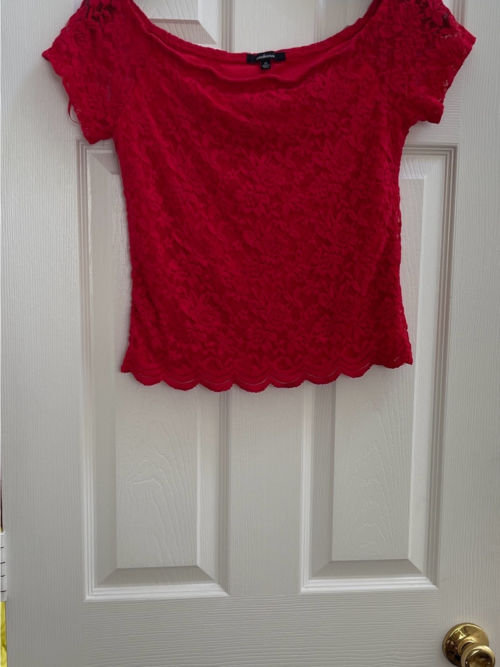 Express Red Lace Short Sleeve Top